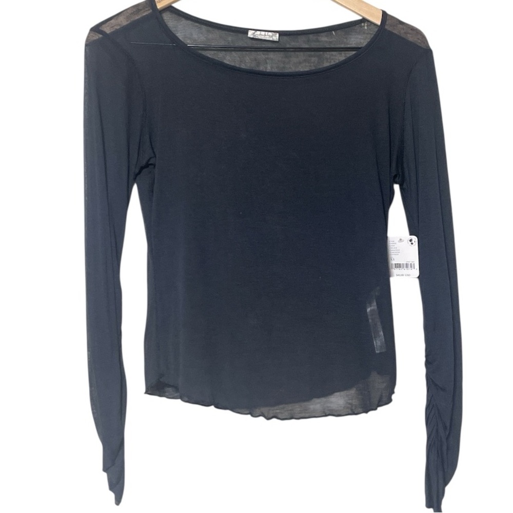 Intimately Free People Sheer Layering Shirt W Rouche Sleeves